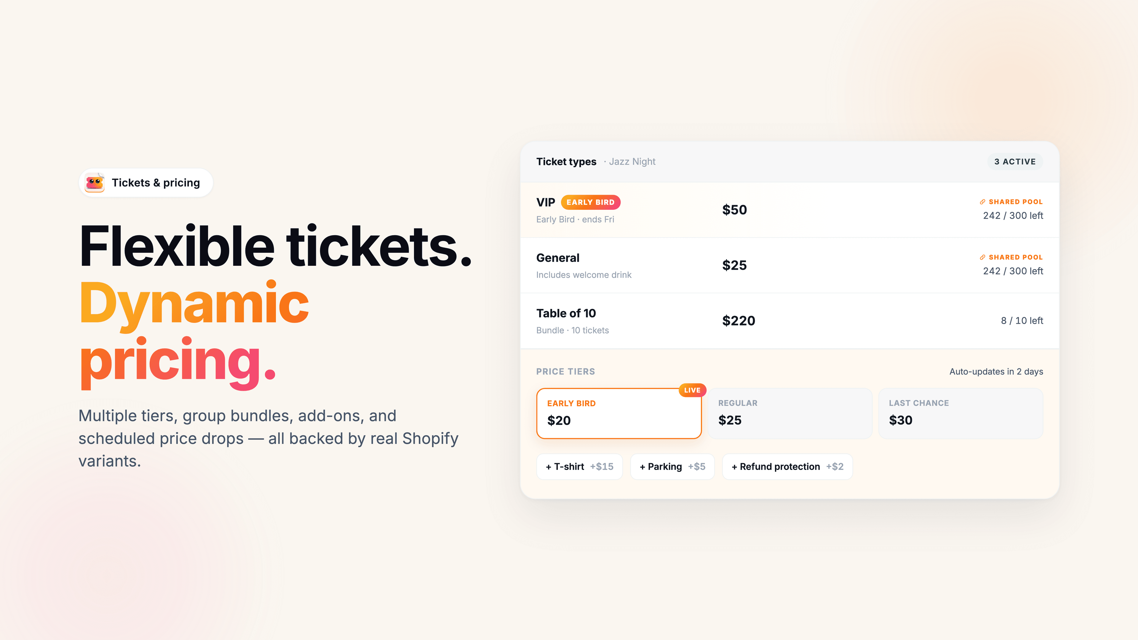 Multi-tier pricing - GA, VIP, Student, Member